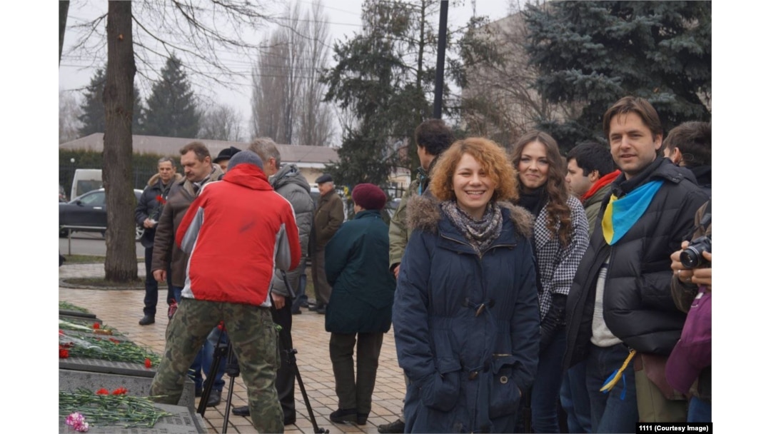 Kateryna Butko at an Automaidan protest on February 15, 2014.