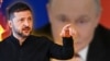 Ukrainian President Volodymyr Zelenskyy (forefront) and Russian President Vladimir Putin (background) (illustrative photo)
