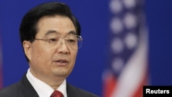 Chinese President Hu Jintao speaks during the opening ceremony of the U.S.-China talks.
