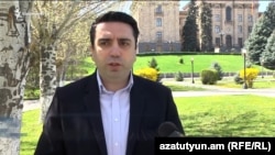 Deputy Parliament Speaker Alen Simonian speaking to RFE/RL’s Armenian Service, Yerevan, April 13, 2019.