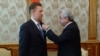 Armenia - President Serzh Sarkisian (R) awards a medal to Gazprom Chairman Alexei Miller, Yerevan, 16Apr2015.