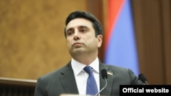 Armenia - Parliament speaker Alen Simonian at a session of the National Assembly, September 13, 2021.