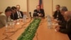 Armenia -- Representatives of four major political forces announce the creation of a joint Inter-Party Center For Public Oversight Of Elections in Yerevan, 4Apr2012.
