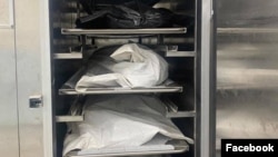 Armenia - The bodies and body parts of Armenian soldiers killed in action are stored at a morgue in Abovian.