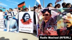 People in Khost protest on December 19 against the arrest of Ali Wazir, a leader of the Pashtun Tahafuz Movement leader. 