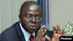 Armenia -- The head of the World bank’s office in Yerevan, Jean-Michel Happi at a press conference, 17Feb2012.