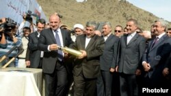 Armenia - The groundbreaking ceremony for the construction of a hydroelectric power plant on the Armenian-Iranian border, 08Nov2012.