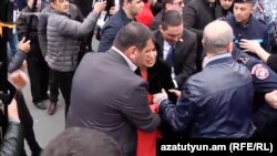 Armenia - Naira Zohrabian, a member of the Prosperous Armenia Party, was injured during a protest, 14 March, 2019