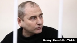 RUSSIA -- Shaltai-Boltai hacker group leader Vladimir Anikeyev attendsa a court hearing in Moscow, January 12, 2017