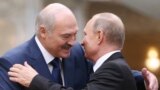 BELARUS -- Belarusian President Alyaksandr Lukashenka greets Russian President Vladimir Putin during the Collective Security Council of the Collective Security Treaty Organization (CSTO) summit in Minsk, November 30, 2017