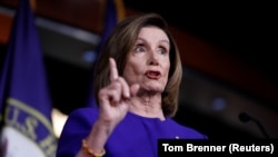 U.S. Speaker of the House Nancy Pelosi (D-CA) speaks ahead of a vote on a war powers resolution and amid the stalemate surrounding the impeachment of U.S. President Donald Trump, as she addresses her weekly news conference on January 9.