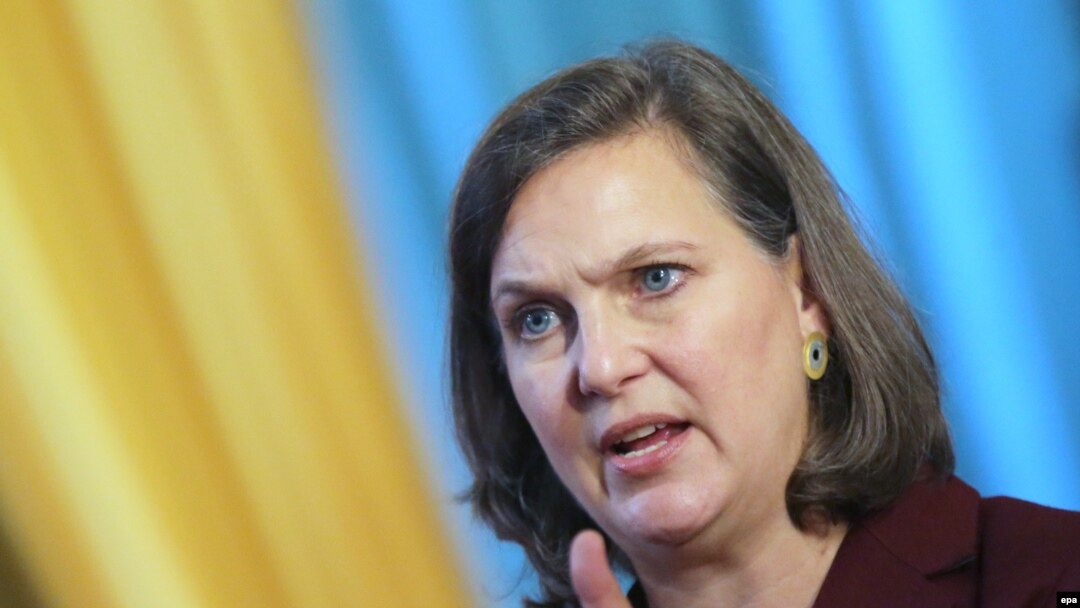 US Assistant Secretary of State for European and Eurasian Affairs Victoria Nuland speaks to students at Kyiv's National Taras Shevchenko University on October 7.