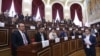 Armenia - Gyumri Mayor Samvel Balasanian (L) attends the first session of the city's municipal council, 10Oct2016.