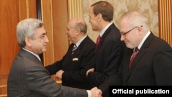 Armenia -- President Serzh Sarkisian meets with the visiting co-chairs of the OSCE Minsk Group, 9Feb2011.