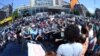 Armenia -- Dozens of people demonstrate in Yerevan as the Public Services Regulatory Commission formally raises electricity prices by 10 percent, 1Jul2014.