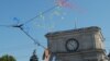 Moldova - balloons, tricolor, arch of triumph, Independence Day, military parade, 27Aug2011