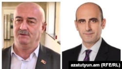 Armenia - Parliament deputies Hovik Aghazarian (left) and Narek Zeynalian.