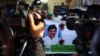 Pakistani journalists shout slogans during a protest against the killing of journalist Aziz Memon in the southern seaport city of Karachi on February 17