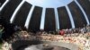 Armenia - Armenians lay flowers at the Armenian Genocide Memorial in Yerevan, 24Apr2012.