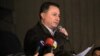Претседателот на ВМРО-ДПМНЕ Никола Груевски во обраќањето пред собраните граѓани пред ДИК. 